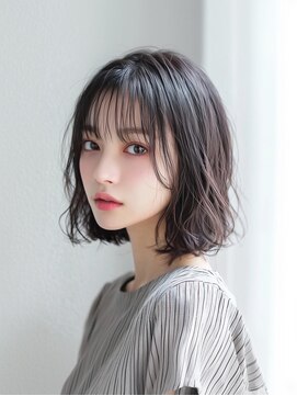 クシュ 所沢西口エミテラス前店(kusyu...) ダークパープルナチュラルショートミルクブラウン夏ゆるウェーブ
