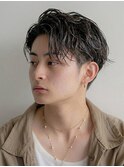 ブリーチなしカラー◎爽やかニュアンスパーマ×センターパート