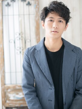 トニーアンドガイ メン 与野駅前店(TONI&GUY MEN) ワイルド短髪パーマセミウエットアンニュイ ヘアc