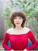 デザインカラー/シルキーベージュ/グレージュカラー/斜めバング