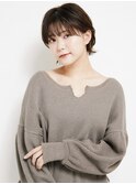 黒髪/グレーベージュ/レイヤーロング/前髪パーマ[新宿駅]