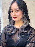 ”韓国風インナーカラーグレー×レイヤーカット
