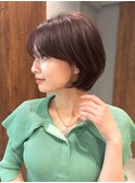 毛流れサイドバングののゆったり丸みショートボブ青山表参道
