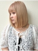 透明感カラーホワイトブロンド美髪金髪ボブディp北浦和20代30代