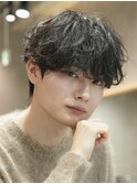 原宿シャドウパーマメンズカットマッシュウルフダウンパーマ30代