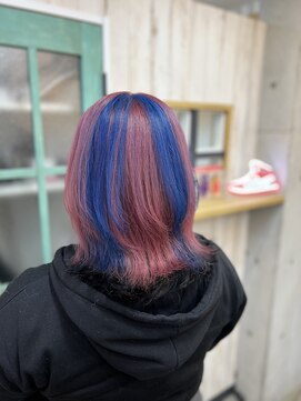 デスト 大宮(DEST) 個性派デザインカラー☆　ピンク　ブルー　ウルフカット