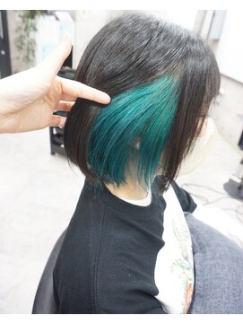 ヘアテリア リュウ 大塚(hair teria ryu) インナーカラー/ターコイズ/ショートボブ