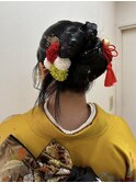 成人式ヘアセット　リボンアレンジ　10代　20代