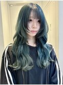ブリーチダブルカラーミントブルー×ハッシュカット【八王子】