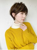 20代30代40代大人可愛い前下がりショートミルクティーブラウン