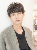 アッシュブラック/マッシュパーマ/刈り上げ/ツーブロック