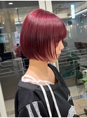 ボブ似合わせカットワインレッドチェリーレッドダブルカラー