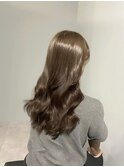 ブリーチなしカラー/髪質改善/ミルクティーベージュ/小顔へア