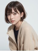 20代30代◎大人ボブ暗めカラー×前髪なし