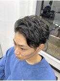 かき上げアップバングパーマ
