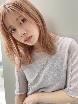 アヴァンスアンス 広島袋町店(AVANCE.ens) 切りっぱなしミディアム×オレンジベージュ