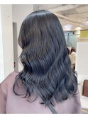 ブルーグレージュネイビーグレーアッシュレイヤーロング