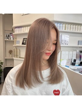 ペレ 渋谷(PELE) デザインカラー/レイヤーカット/ウェットヘア/オリーブベージュ