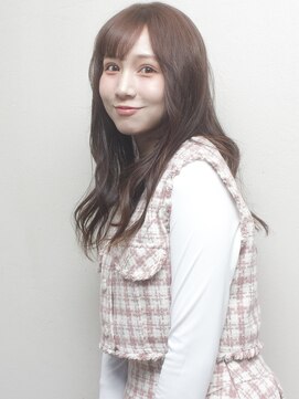 サロン ハナノ(Salon Hanano) ロングレイヤー20代30代ぱっつん前髪明るめオリーブベージュ