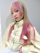 ベレーザ 渋谷(BELEZA) 14336ホワイトブロンドツートンカラーラベンダーピンクロング