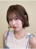 レイヤーボブフェイスレイヤーマロンブラウンオリーブベージュ