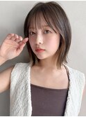 イメチェンピンクベージュ前髪イヤリングカラーa