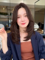 コート 青山(Cote)&nbsp;20代30代40代ひし形レイヤーふんわりミディアムブラウンカラー