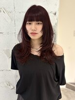 ヨーク(YOKE) 【YOKE】レイヤーミディアム顔周りダークレッドワインレッド前髪