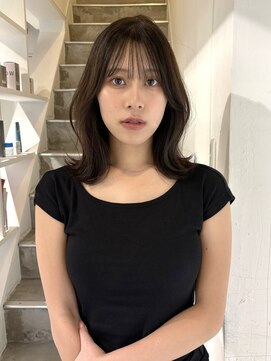 ヨーク(YOKE) 【YOKE】レイヤーボブオリーブベージュミディアムレイヤー顔周り