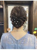 京都大人かわいい20代30代ルーズ編み込み結婚式ヘアアレンジ中島