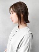 インナーグレージュ薄め前髪大人ボブマチルダボブ切りっぱなし4