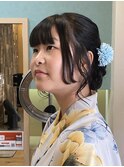 浴衣似合う編み込みアップ
