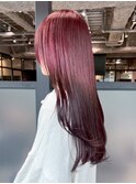 ロング顔周りレイヤー韓国ヘアダブルカラー_ba551432