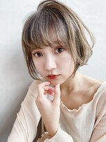 アイティー バイ アルバム 中野店(IT by ALBUM)&nbsp;エアリーショートボブ_オリーブカラーハイライトカラー_37366