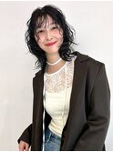 コテ巻き レイヤーカット ミディアムレイヤー