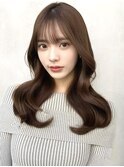 20代30代40代◎前髪パーマ韓国風巻きくすみベージュお団子ヘア