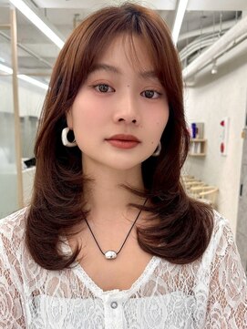 アッシュ 洋光台店(Ash) レイヤーカット韓国風ダブルカラー顔周り前髪カットボブ