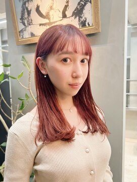 テトヘアー(teto hair) ピンクカラー　オン眉