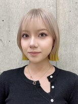 サンク 原宿 表参道(cinq)&nbsp;ミルクティーピンクカラーベージュウルフレイヤーナチュラルボブ