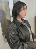 切りっぱなしボブ/ネイビーブラック/透明感暗髪カラー