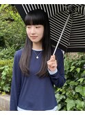 黒髪ロング ワイドバング ぱっつん　前髪 ストレート