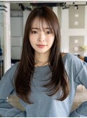 ロングレイヤーカットくびれロング似合わせカット顔周りカット