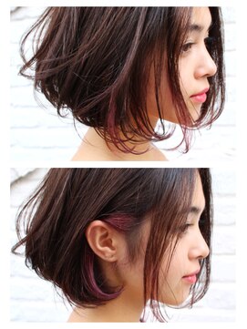 ジャコ ヘアー(jako HAIR) 【jako】インナーカラー切りっぱなしボブ3Dカラーデザインカラー