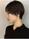 20代30代40代小顔ハンサムショートグレージュハイライト