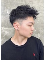 メンズサロン キング 心斎橋店(Men’s salon K!ng)&nbsp;フェザーショートアップバングセンターパートメンズハイライト