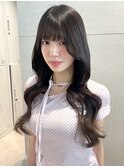 韓国ヘア/ロングレイヤー/黒髪/コテ巻き/艶髪/透明感/髪質改善