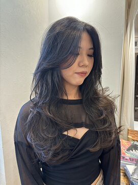 ノラキチジョウジ(NORA KICHIJOJI) フェイスレイヤー顔まわりカットロングレイヤー暗髪ヘア