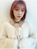 ピンクカラー/韓国ボブ/タンバルモリ/内巻きボブ/Minori