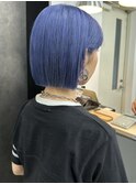 【GEEKS渋谷】切りっぱなしボブ/ネイビー/初ブリーチ/夏カラー