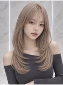ラベンダーカラー/韓国風レイヤー/ロング